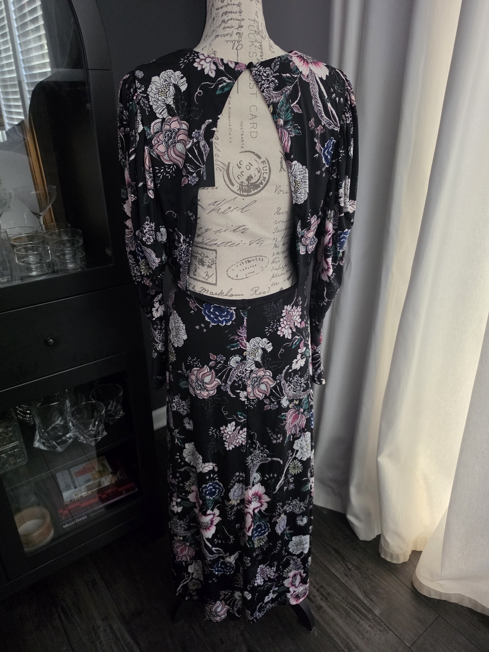 AFRM Backless Maxi Dress in Noir Rose